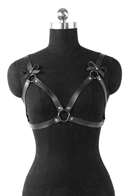 tessa harness leather ribbon bra 1