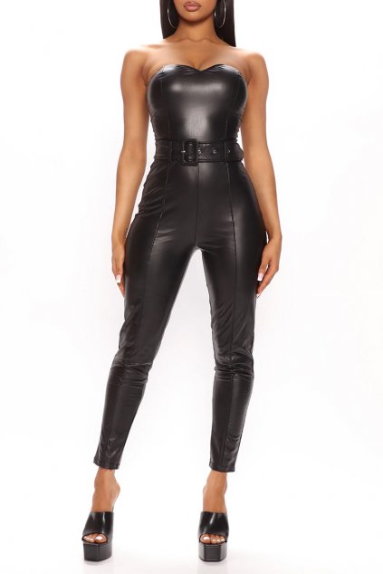 daisy leather jumpsuit black 1