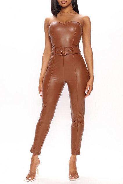 daisy leather jumpsuit brown 1