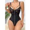 leila zipp lingerie bodysuit black 1