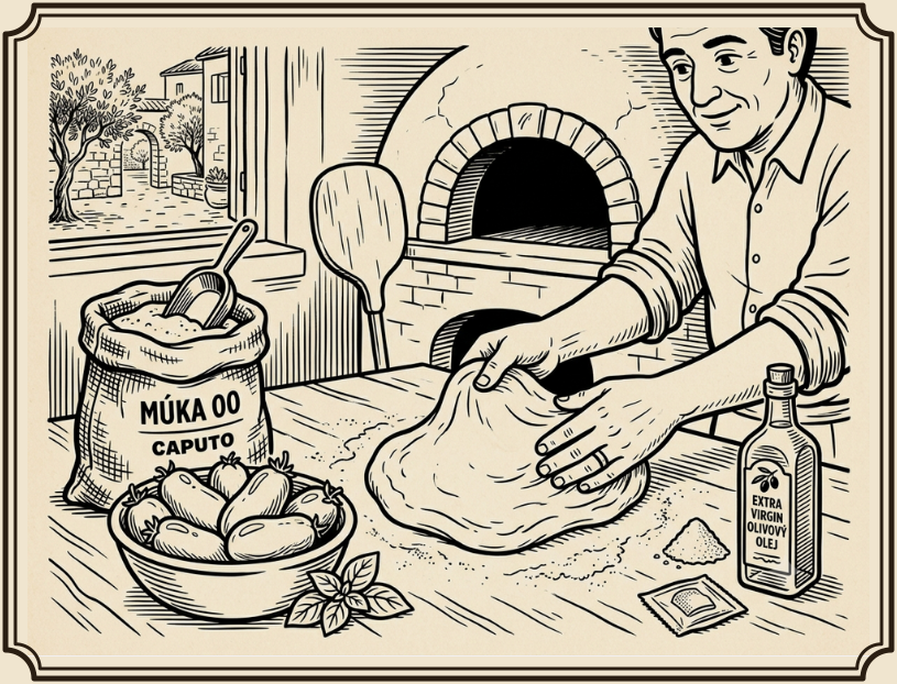 Talianska pizza doma: múka, paradajky, olej