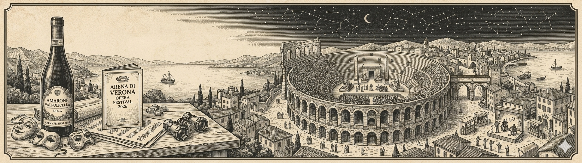 Panoráma letného Talianska – Amarone, Arena di Verona, more
