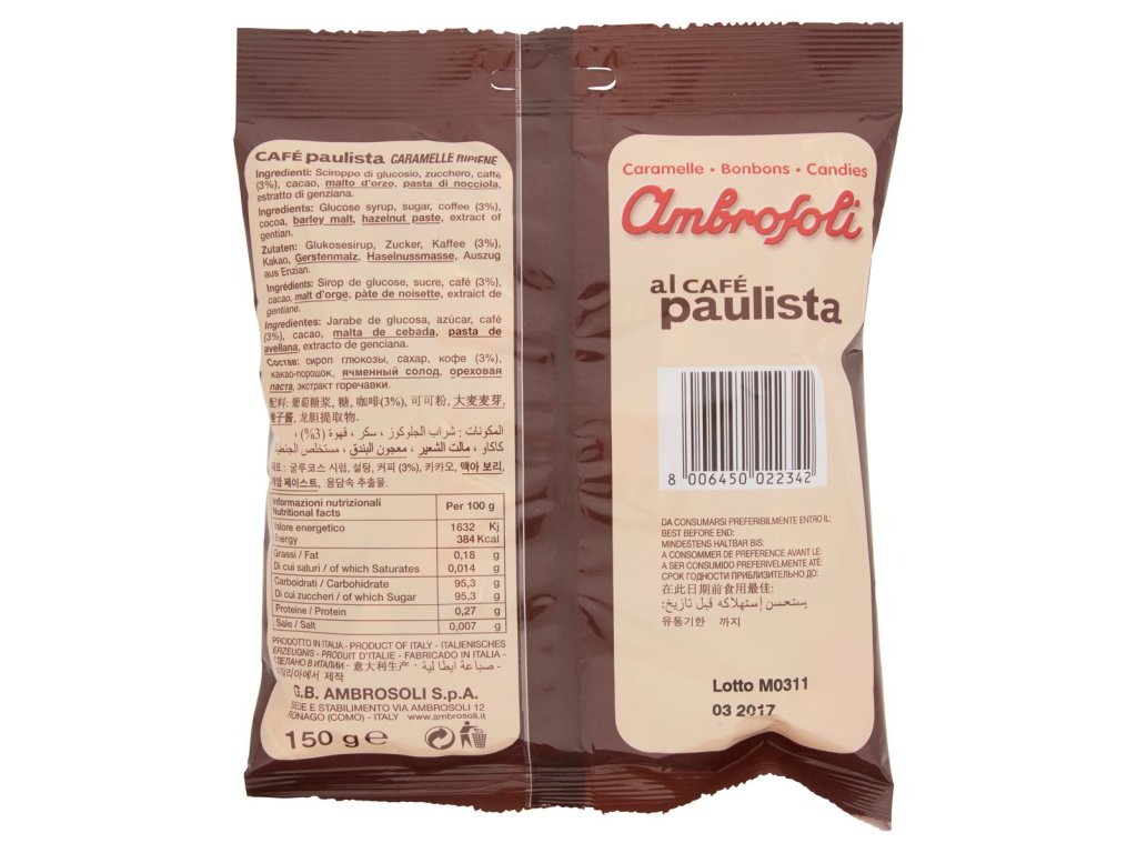 Ambrosoli Kávové Cukríky Paulista - 150gr