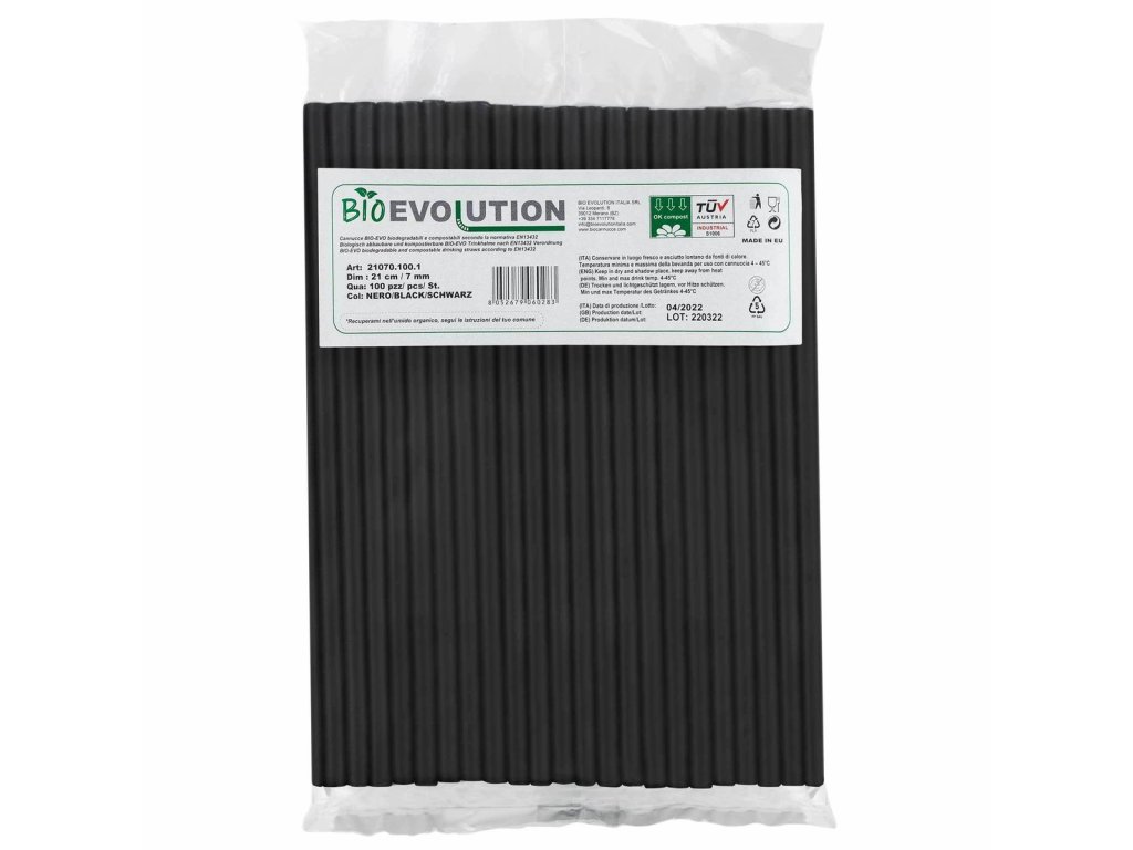 Bio evolution čierne rozložiteľné slamky 100ks