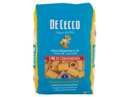 De Cecco Polovičné Rigatoni N.26 - 1kg
