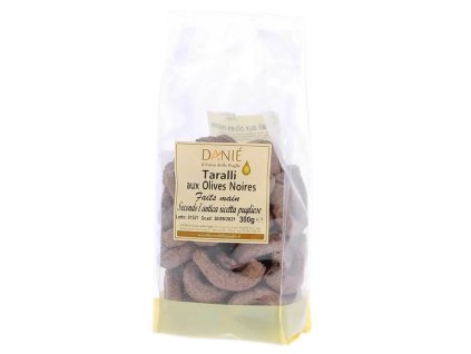Danieli talianske chrumkavé taralli s čiernymi olivami 300g