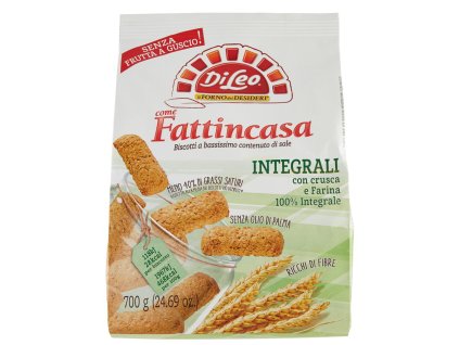 Dileo fattincasa celozrnné piškótky s otrubami 700g