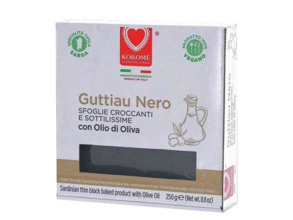 Korome' sardínsky chrumkavý chlieb s olivovým olejom, soľou a rastlinným uhlím 250g