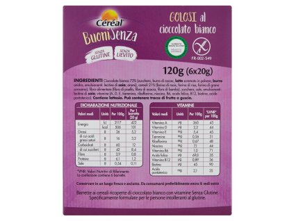Cereal bezlepkové sušenky polevané bílou čokoládou 120g