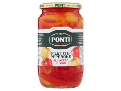Nakrájené papriky Ponti ve vinném octu 700 g