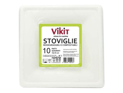 Virinnova Biologicky Rozložitelné A Kompostovatelné Čtvercové Talíře 16X16 - 10ks