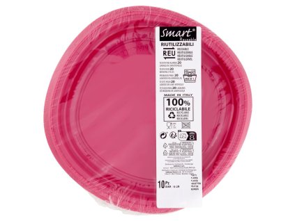 Jednorázové talíře Smart 18 cm, 10 ks, růžové
