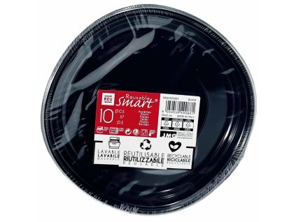 Jednorázové talíře Smart 22 cm, 10 ks, černé