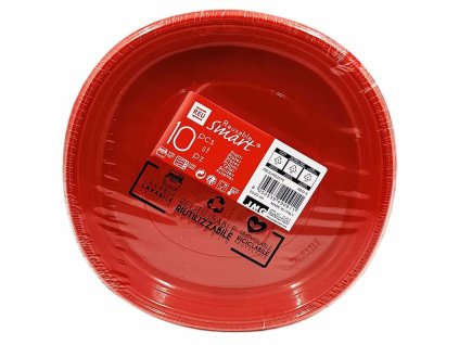 Jednorázové talíře Smart 22 cm, 10 ks, červené