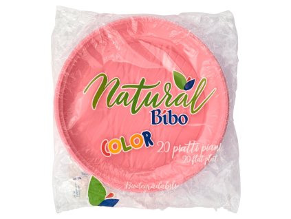 Jednorázové BIO talíře Bibo, 20 ks, růžové