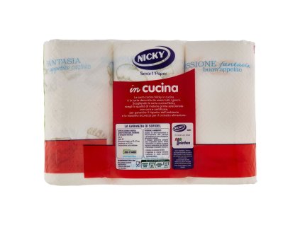 NICKY ASCIUGATUTTO CUCINA 6 ROTOLI - 2 VELI - 63 STRAPPI