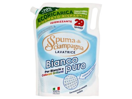 Spuma di Scciampagna Tekutý prací prášek na bílé prádlo, náplň na 29 pracích cyklů, 1305 ml