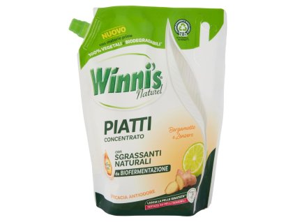 Náhradní prostředek na mytí nádobí Winni's, bergamot, zázvor, citron, 900 ml