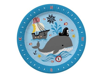 Papírové talíře 18 cm velryba, 8 ks