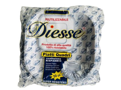 Čtvercové jednorázové talíře Bibo 50 ks