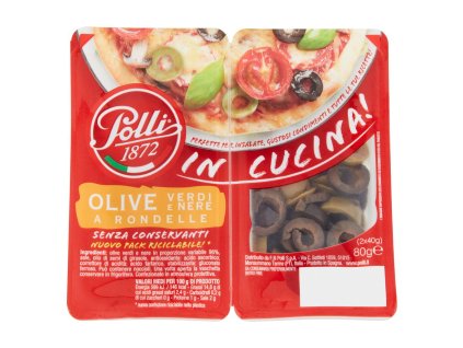 Polli nakrájené zelené a černé olivy 2 x 40 g