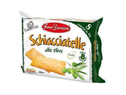 Damiani chrumkavé ploché chlebíky s olivami 320g