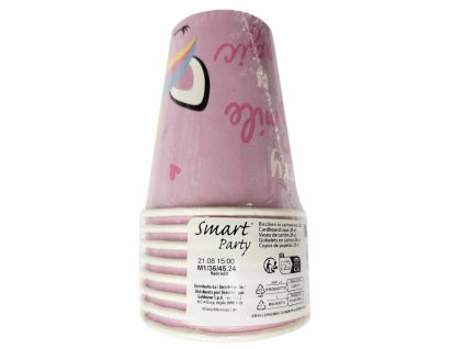 Papierové poháriky 250ml jednorožec 8ks