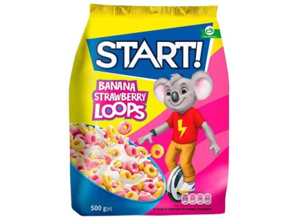 Start! chrumkavé raňajkové cereálie s jahodovo-banánovou príchuťou 500g