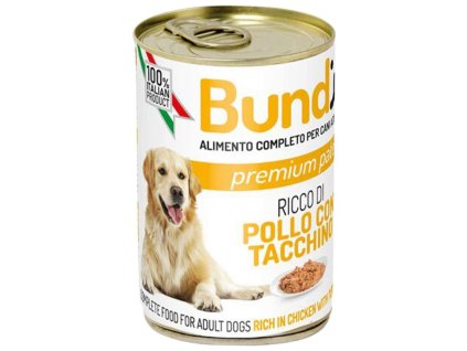Bundy jemná paštéta pre dospelých psov s kombináciou kuracieho a morčacieho mäsa 400g