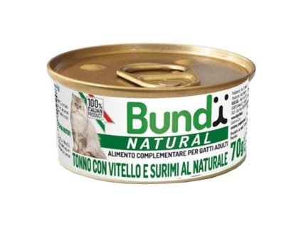 Bundy mokré krmivo pre mačky s tuniakom, surimi a teľacím mäsom 70g