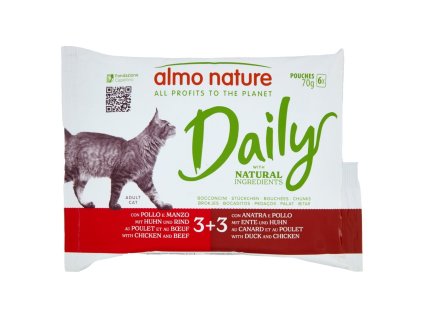 Almo Nature vyvážené vlhké krmivo s tromi druhmi mäsa 70g-6ks