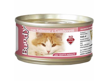 Bundy prémiová paštéta pre mačky s lahodnou kombináciou lososa a kreviet 85g