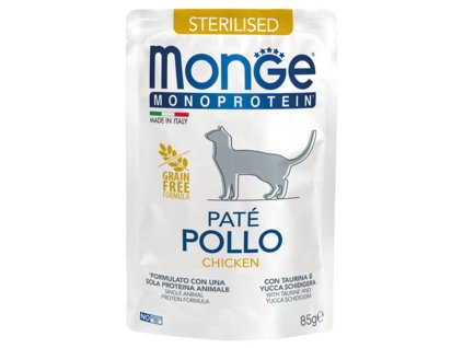 Monge paštéta pre sterilizované mačky s jemnou kuracou príchuťou 85g