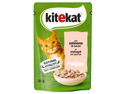Kitekat šťavnaté kúsky lososa v lahodnej omáčke pre mačky 85g