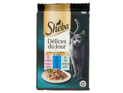Sheba vlhké krmivo pre mačky s kombináciou lososa, tuniaka a pstruha v lahodnej omáčke 50g-6ks