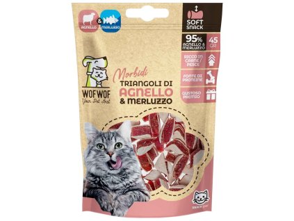 Pets & Hugs chrumkavé maškrty pre mačky s kombináciou jahňacieho mäsa a tresky 45g