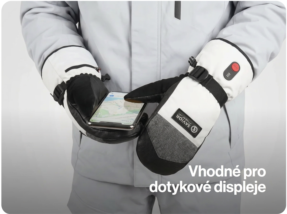 Vyhřívané palčáky SAVIOR 2.0 – ovládání dotykového displeje