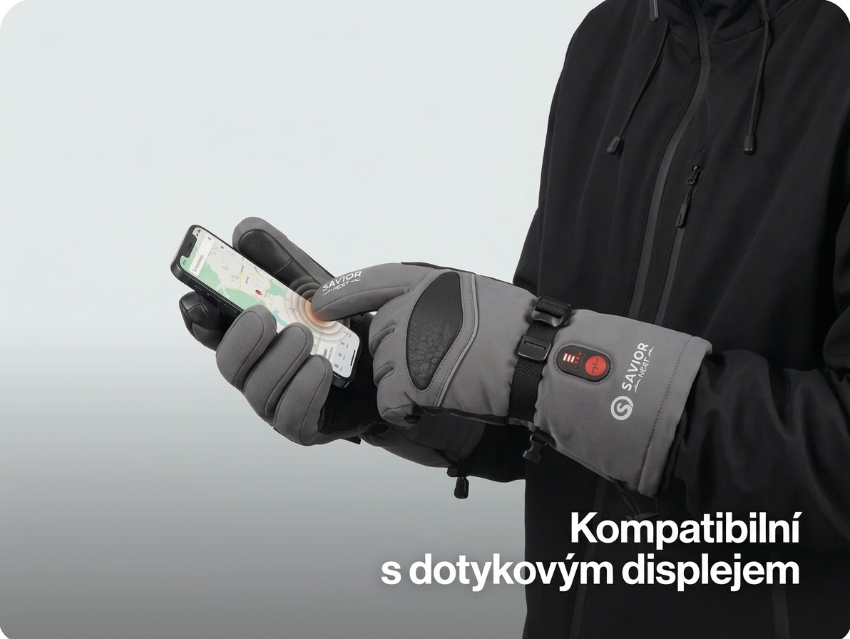 Vyhřívané lyžařské rukavice SAVIOR 2.0 – dotykové provedení