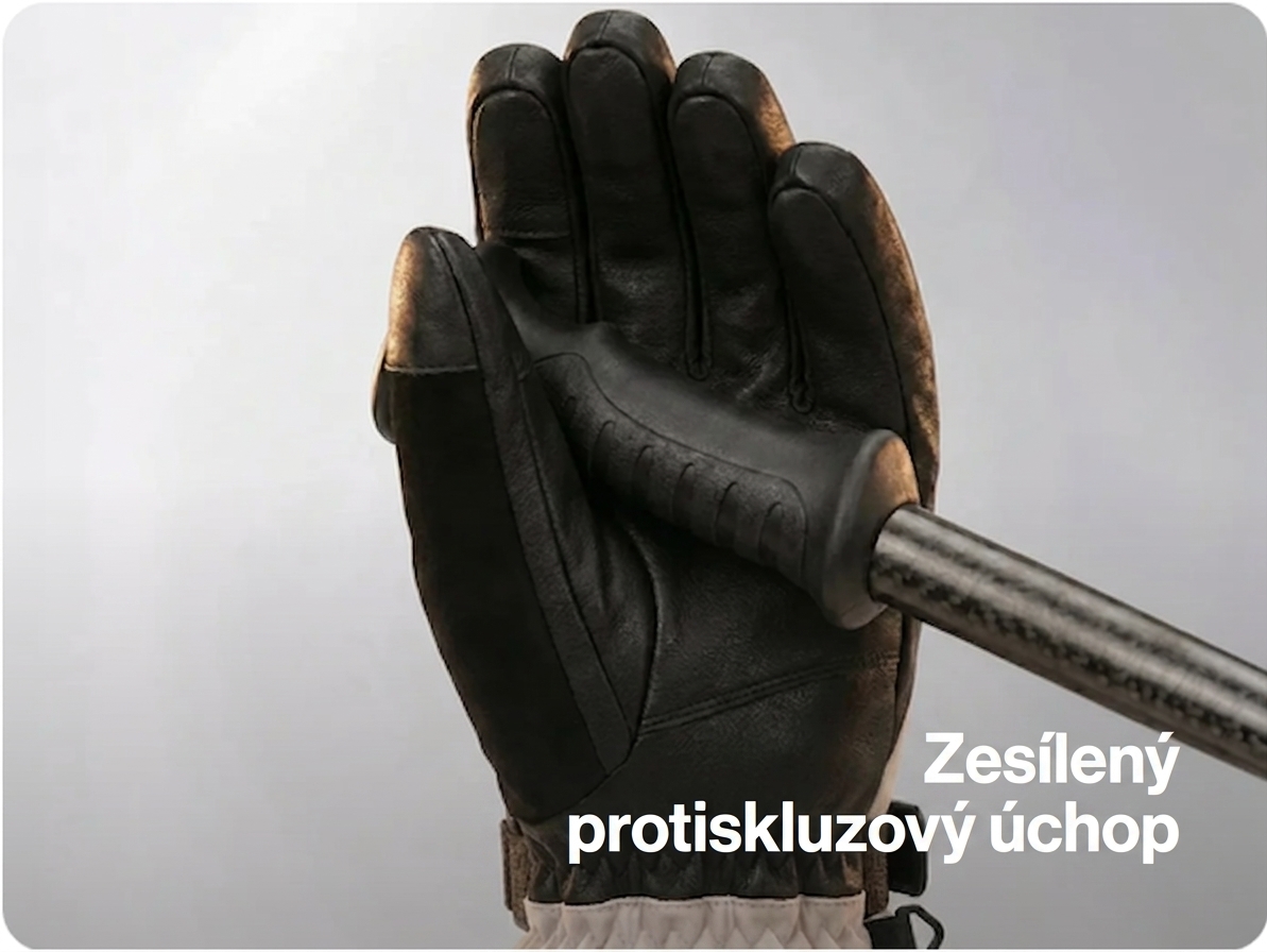 Zesílený protiskluzový úchop vyhřívaných lyžařských rukavic SAVIOR z pravé kozí kůže