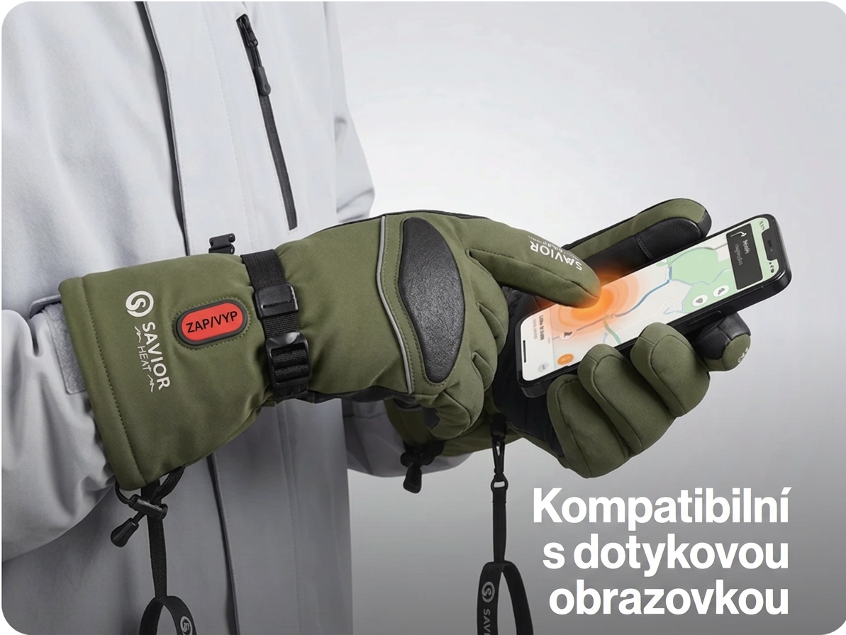 Vyhřívané lyžařské rukavice SAVIOR 2.0 kompatibilní s dotykovým displejem