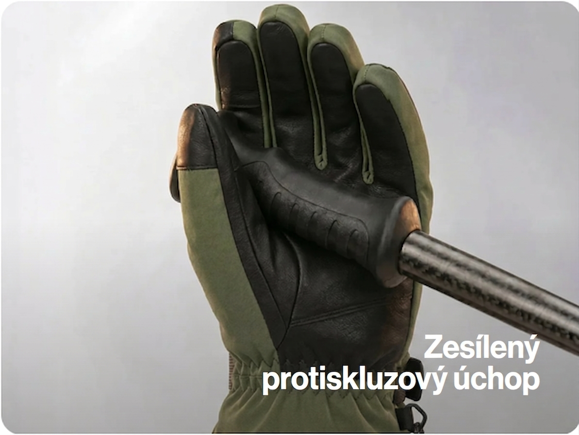 Zesílený protiskluzový úchop vyhřívaných lyžařských rukavic SAVIOR 2.0