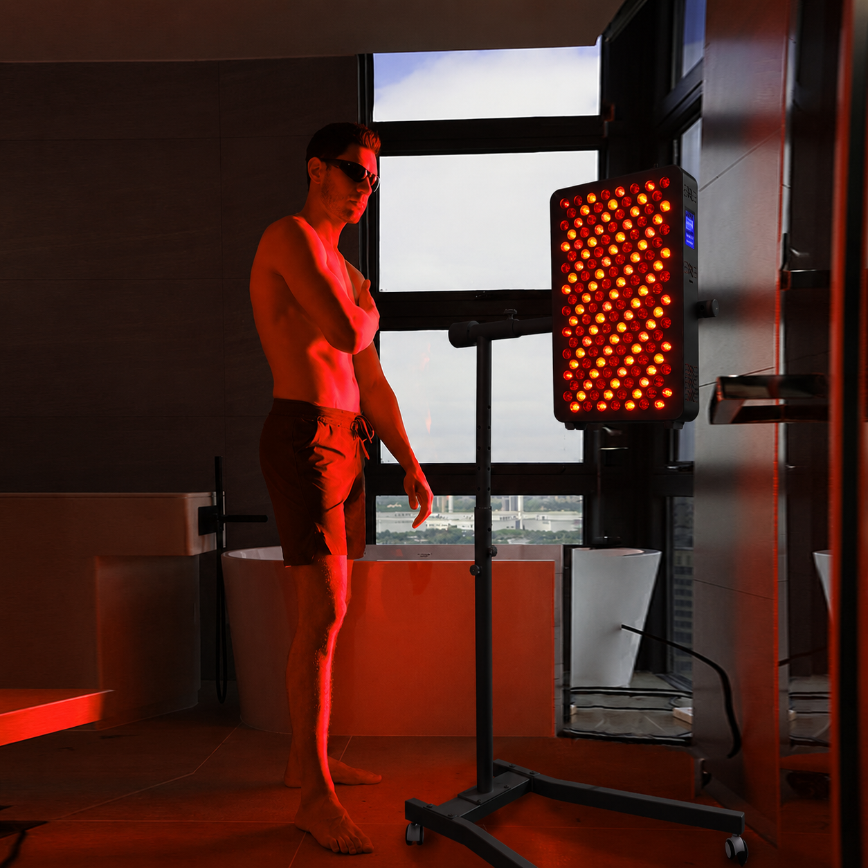 ILWYRED TherapyPanel 150 în poziție verticală pentru iluminarea unei zone mai mari a corpului