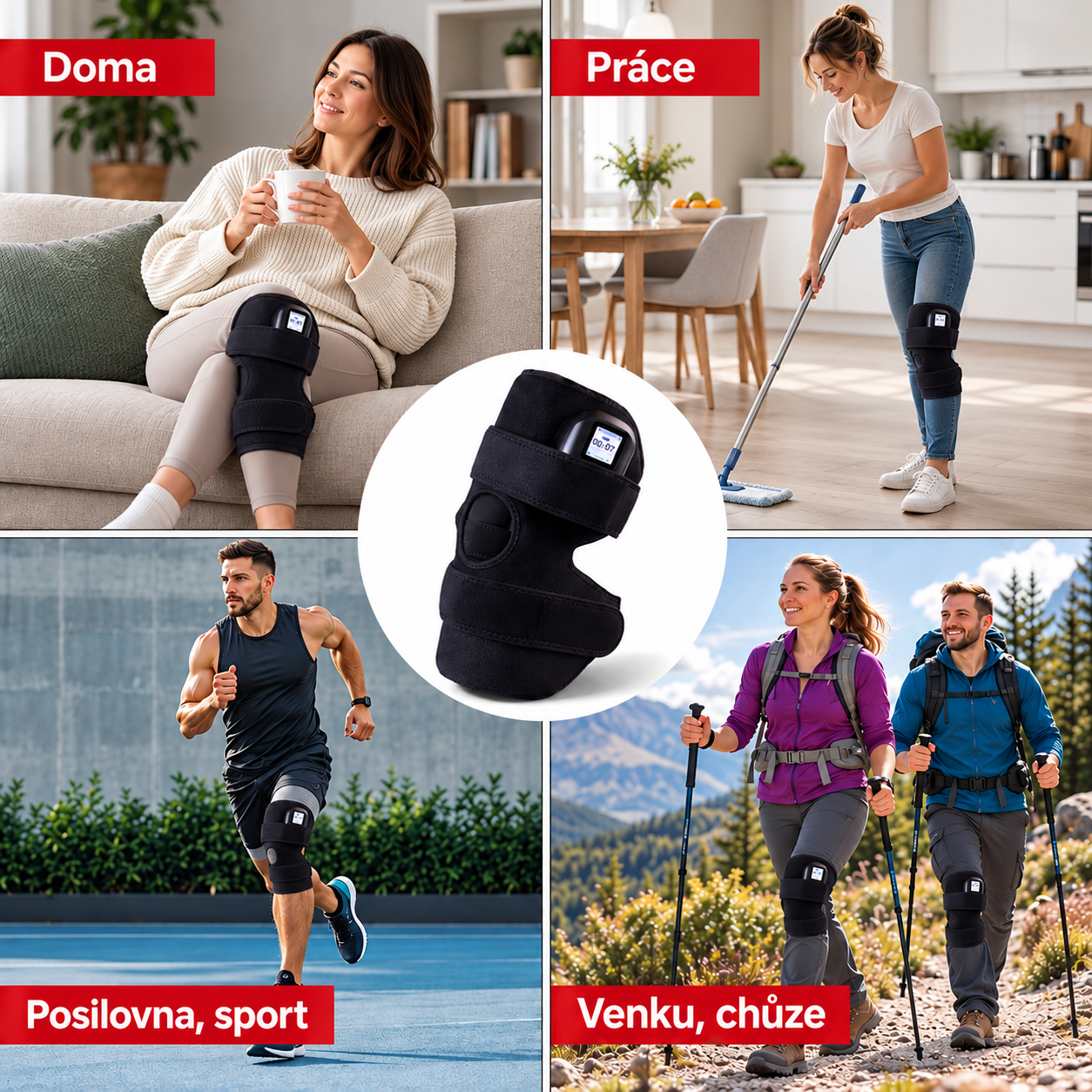 Možnosti použití ILWYRED KneeTherapy doma, při práci, sportu a chůzi