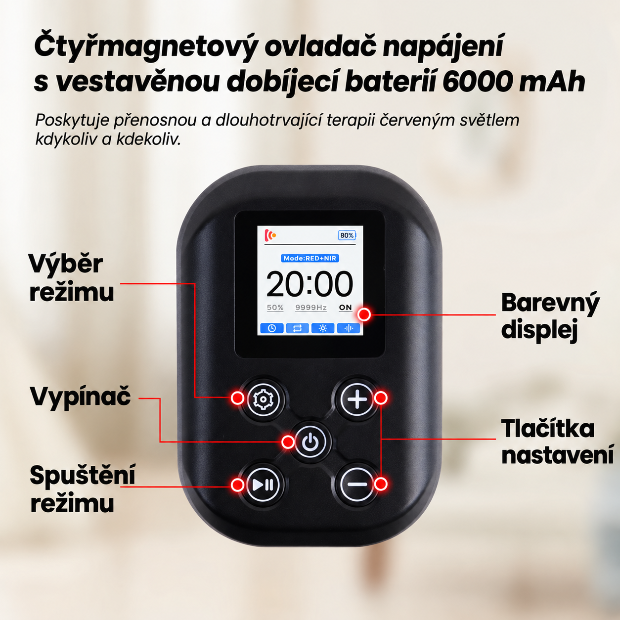 Magnetický ovladač ILWYRED KneeTherapy s barevným displejem a baterií 6000 mAh