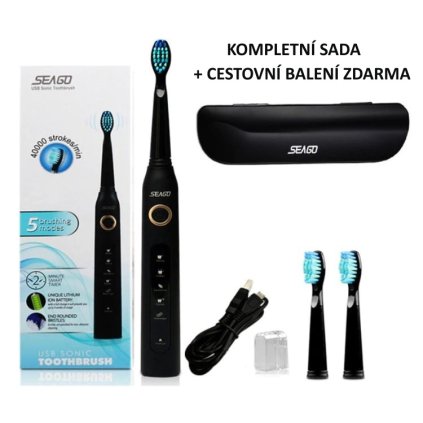 Sonický elektrický zubní kartáček PerfectClean Protect + ZDARMA Cestovní balení (Barva Bílá)