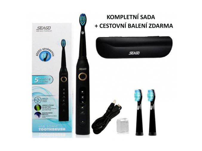 Sonický elektrický zubní kartáček PerfectClean Protect + ZDARMA Cestovní balení (Barva Bílá)