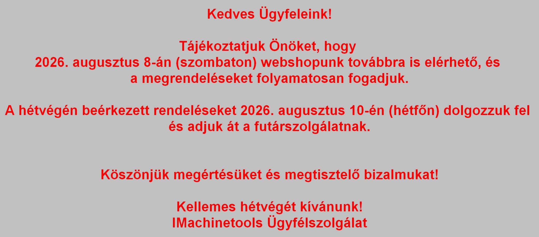 Ünnepi nyitvatartás