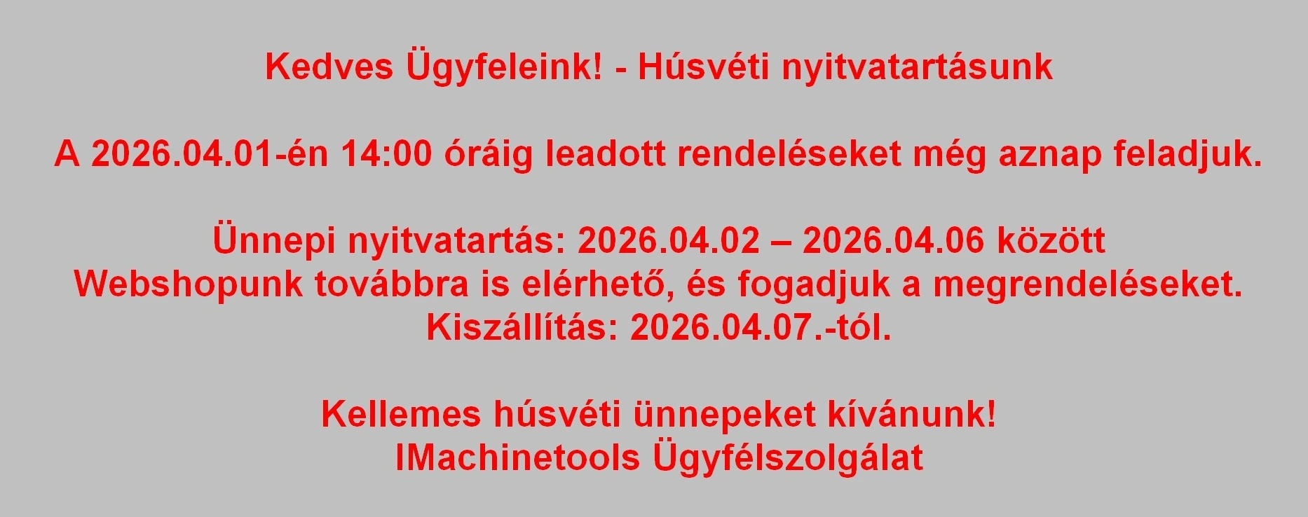 Ünnepi nyitvatartás