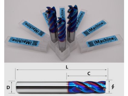 Face End Mills for Steel 4 Flutes HRC70 Ø3-4D-8C-50L