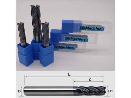 4 élű keményfém sarokmaró HRC50 Ø1-4D-3C-50L